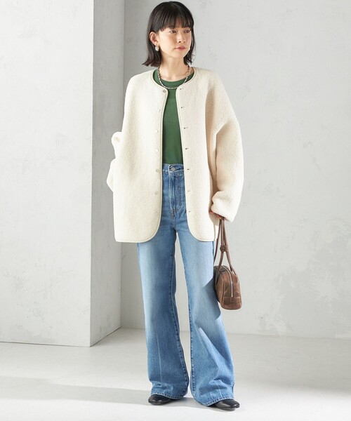 SHIPS（シップス）の「【一部WEB限定】〈手洗い可能〉NEW リバーシブル ボア ブルゾン（ブルゾン・レディース・オフホワイト/ブラウン/ベージュ/ネイビー/アイボリー・36/38）」の6枚目の写真