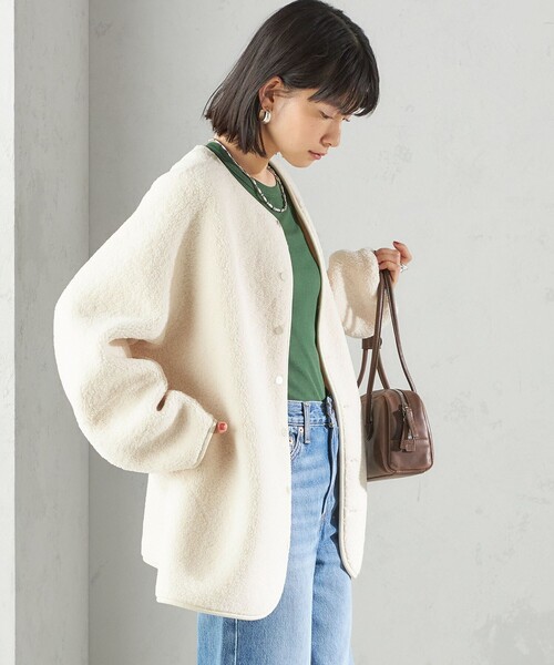 SHIPS（シップス）の「【一部WEB限定】〈手洗い可能〉NEW リバーシブル ボア ブルゾン（ブルゾン・レディース・オフホワイト/ブラウン/ベージュ/ネイビー/アイボリー・36/38）」の8枚目の写真