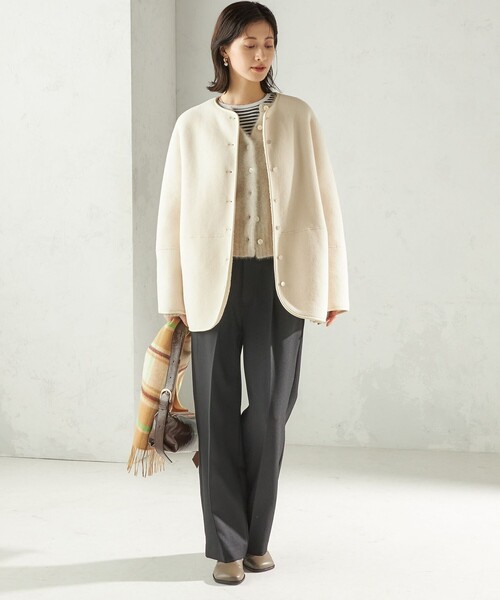 SHIPS（シップス）の「【一部WEB限定】〈手洗い可能〉NEW リバーシブル ボア ブルゾン（ブルゾン・レディース・オフホワイト/ブラウン/ベージュ/ネイビー/アイボリー・36/38）」の14枚目の写真