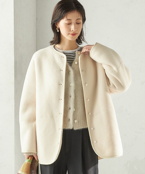 SHIPS（シップス）の「【一部WEB限定】〈手洗い可能〉NEW リバーシブル ボア ブルゾン（ブルゾン・レディース・オフホワイト/ブラウン/ベージュ/ネイビー/アイボリー・36/38）」の18枚目の写真