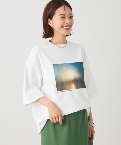 CRAFT STANDARD BOUTIQUE（クラフトスタンダードブティック）の「接触冷感/UVカット/吸水速乾 ハニカムメッシュフォトTEE 1【ユニセックス】（Tシャツ/カットソー・レディース・ブラック/オフホワイト・S/M/L）」の2枚目の写真