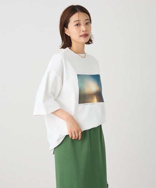 CRAFT STANDARD BOUTIQUE（クラフトスタンダードブティック）の「接触冷感/UVカット/吸水速乾 ハニカムメッシュフォトTEE 1【ユニセックス】（Tシャツ/カットソー・レディース・ブラック/オフホワイト・S/M/L）」の6枚目の写真