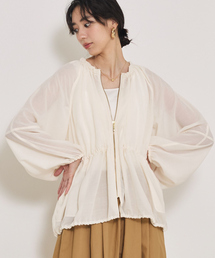 qualite（カリテ）の「【夏の羽織りアイテム◎】ラウンドスリーブギャザーブルゾン/シアー/パフスリーブ/サマージャケット/ドルマン（ブルゾン）」