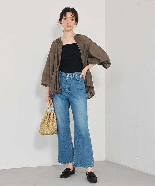 qualite(カリテ)の「【夏の羽織りアイテム◎】ラウンドスリーブギャザーブルゾン/シアー/パフスリーブ/サマージャケット(ブルゾン・レディース・オフホワイト/ブルー/カーキ・フリー)」の4枚目の写真