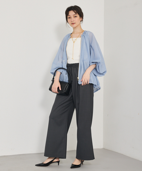 qualite(カリテ)の「【夏の羽織りアイテム◎】ラウンドスリーブギャザーブルゾン/シアー/パフスリーブ/サマージャケット(ブルゾン・レディース・オフホワイト/ブルー/カーキ・フリー)」の21枚目の写真