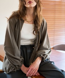 【夏の羽織りアイテム◎】ラウンドスリーブギャザーブルゾン/シアー/パフスリーブ/サマージャケット