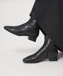 【新品・未使用】[箱あり]GREENLABEL RELAXINGブラックブーツ ストレッチフラット ショートブーツ ―撥水―