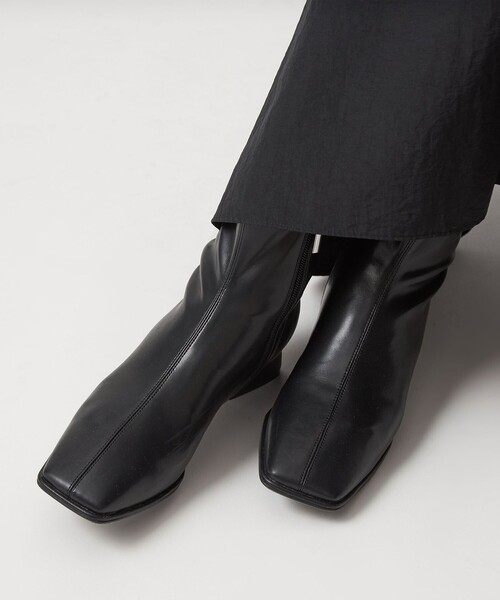 スクエアストレッチ ショートブーツ（3cmヒール）撥水（ブーツ