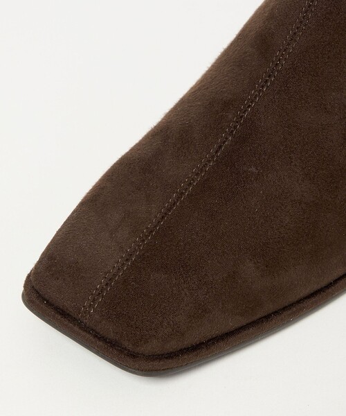 スクエアストレッチ ショートブーツ（3cmヒール）撥水