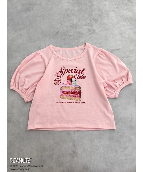 SNOOPY(スヌーピー)の「【PEANUTS】Strawberry Cake TEE(Tシャツ/カットソー・レディース・ピンク/オフホワイト/ブラック・FREE)」の6枚目の写真