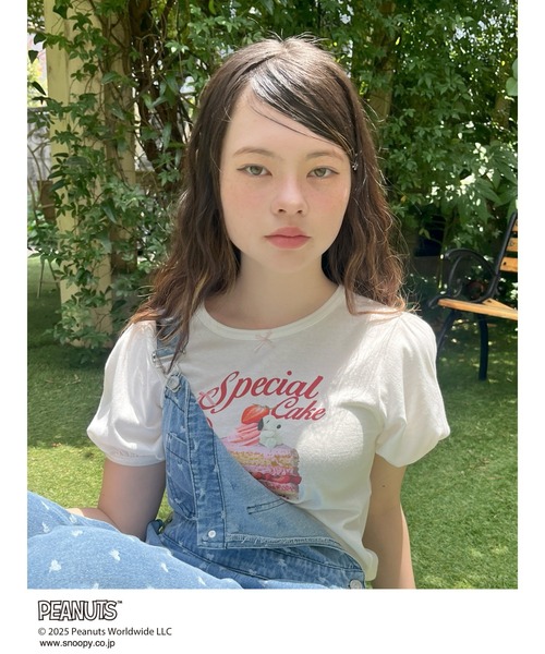 SNOOPY(スヌーピー)の「【PEANUTS】Strawberry Cake TEE(Tシャツ/カットソー・レディース・ピンク/オフホワイト/ブラック・FREE)」の14枚目の写真