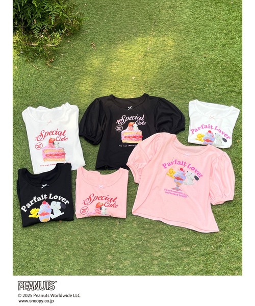 SNOOPY(スヌーピー)の「【PEANUTS】Strawberry Cake TEE(Tシャツ/カットソー・レディース・ピンク/オフホワイト/ブラック・FREE)」の9枚目の写真