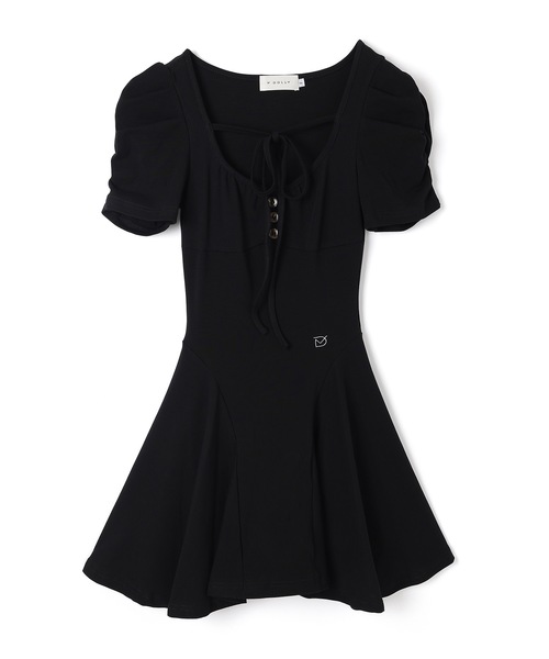 M DOLLY(エムドリー)の「*M DOLLY original* girly ribbon mini dress/ガーリーリボンミニドレス(ワンピース・レディース・ブラック/グレー・FREE)」の13枚目の写真