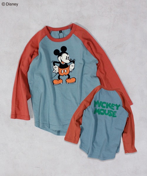 セール】【Disney】ミッキーマウスラグランロンT（Tシャツ/カットソー