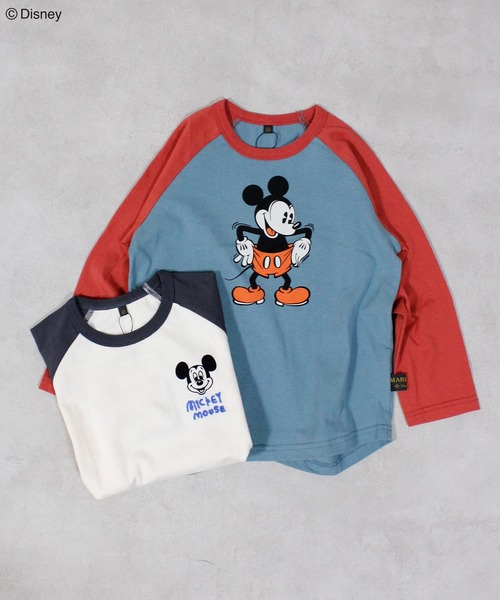 セール】【Disney】ミッキーマウスラグランロンT（Tシャツ/カットソー