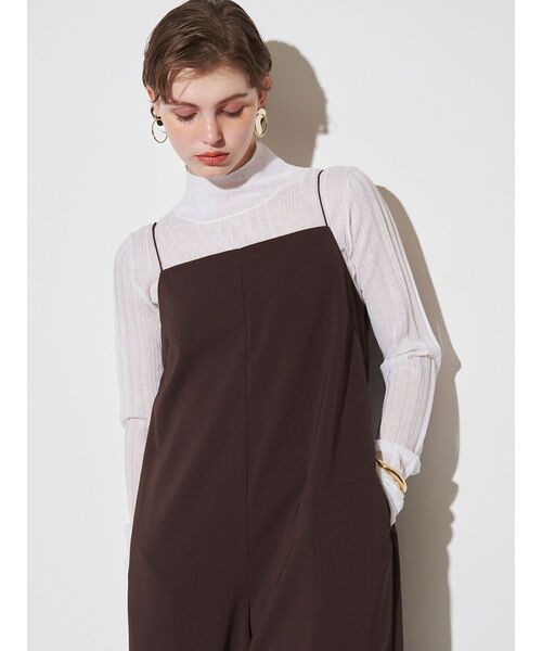 ELENDEEK（エレンディーク）の「ハイネックシアーリブニット（ニット/セーター・レディース・レッド/オフホワイト/オレンジ/ラベンダー/ブラック/グレー・FREE）」の2枚目の写真