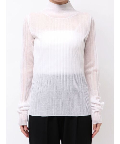 ELENDEEK（エレンディーク）の「ハイネックシアーリブニット（ニット/セーター・レディース・レッド/オフホワイト/オレンジ/ラベンダー/ブラック/グレー・FREE）」の12枚目の写真