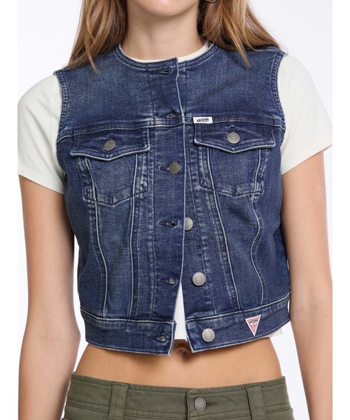 Guess（ゲス）の「GUESS Originals Denim Top デニム ベスト（ベスト・レディース・インディゴブルー・X-SMALL/SMALL/MEDIUM）」の5枚目の写真
