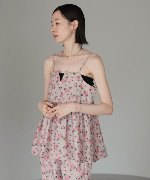 【MA*RS】 ビスチェ風♥黒♥キャミソール♥メデューサ柄 セール】【2025 AW】ミモザ柄プリントビスチェ（キャミソール