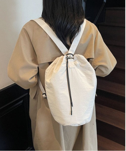 WEGO(ウィゴー)の「WEGO/2WAYショルダーバッグ/ナップサック(内ポケット付き)(バックパック/リュック・レディース・グレー/ピンク/ホワイト/ブラック・FREE)」の1枚目の写真