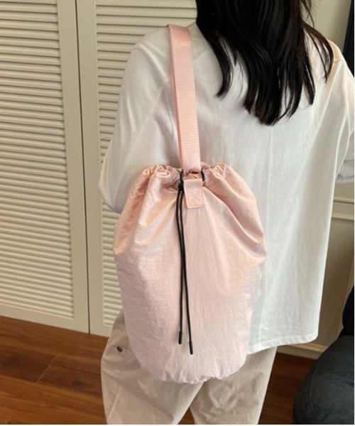 WEGO(ウィゴー)の「WEGO/2WAYショルダーバッグ/ナップサック(内ポケット付き)(バックパック/リュック・レディース・グレー/ピンク/ホワイト/ブラック・FREE)」の4枚目の写真