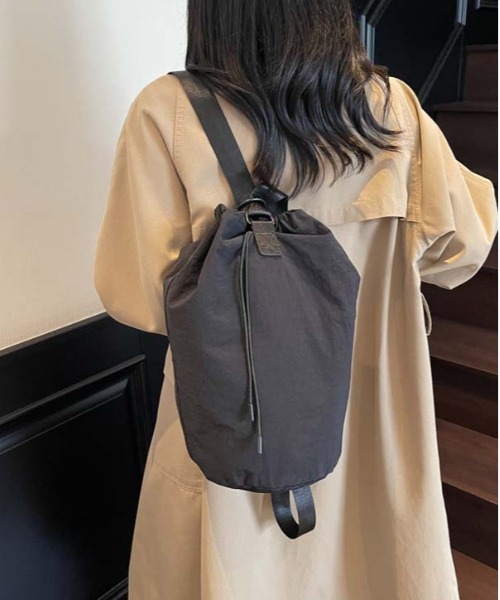 WEGO(ウィゴー)の「WEGO/2WAYショルダーバッグ/ナップサック(内ポケット付き)(バックパック/リュック・レディース・グレー/ピンク/ホワイト/ブラック・FREE)」の2枚目の写真