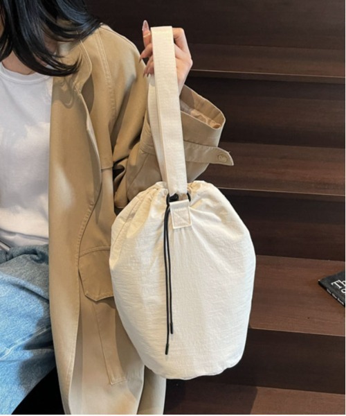 WEGO(ウィゴー)の「WEGO/2WAYショルダーバッグ/ナップサック(内ポケット付き)(バックパック/リュック・レディース・グレー/ピンク/ホワイト/ブラック・FREE)」の10枚目の写真