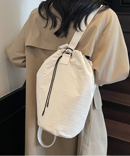 WEGO(ウィゴー)の「WEGO/2WAYショルダーバッグ/ナップサック(内ポケット付き)(バックパック/リュック・レディース・グレー/ピンク/ホワイト/ブラック・FREE)」の12枚目の写真