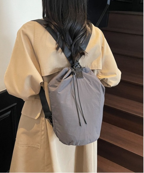 WEGO(ウィゴー)の「WEGO/2WAYショルダーバッグ/ナップサック(内ポケット付き)(バックパック/リュック・レディース・グレー/ピンク/ホワイト/ブラック・FREE)」の19枚目の写真