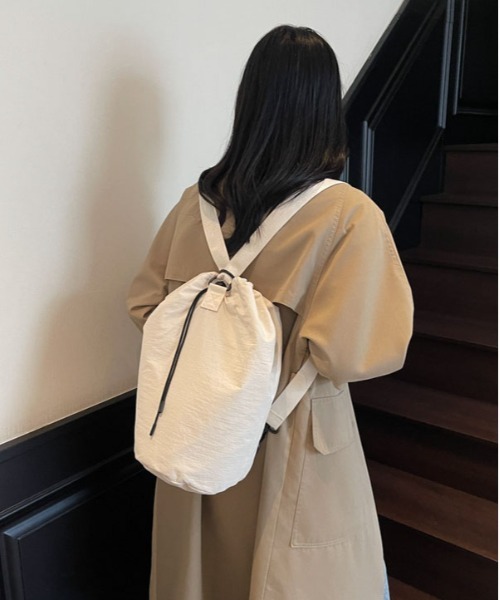 WEGO(ウィゴー)の「WEGO/2WAYショルダーバッグ/ナップサック(内ポケット付き)(バックパック/リュック・レディース・グレー/ピンク/ホワイト/ブラック・FREE)」の15枚目の写真