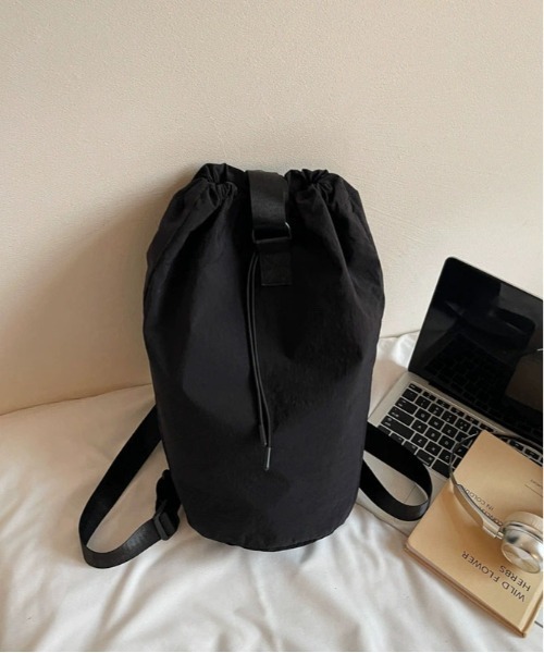 WEGO(ウィゴー)の「WEGO/2WAYショルダーバッグ/ナップサック(内ポケット付き)(バックパック/リュック・レディース・グレー/ピンク/ホワイト/ブラック・FREE)」の5枚目の写真