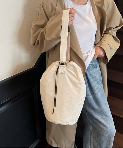 WEGO(ウィゴー)の「WEGO/2WAYショルダーバッグ/ナップサック(内ポケット付き)(バックパック/リュック・レディース・グレー/ピンク/ホワイト/ブラック・FREE)」の9枚目の写真