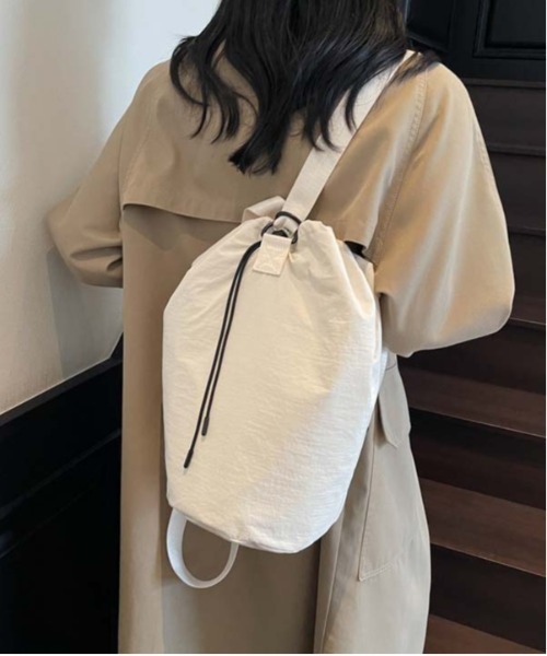 WEGO(ウィゴー)の「WEGO/2WAYショルダーバッグ/ナップサック(内ポケット付き)(バックパック/リュック・レディース・グレー/ピンク/ホワイト/ブラック・FREE)」の14枚目の写真