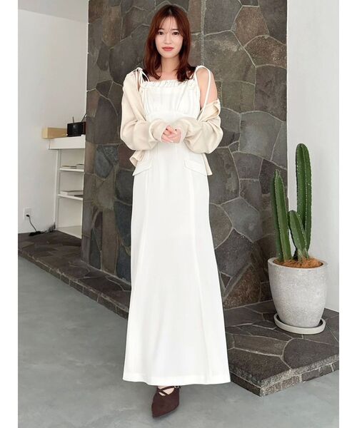 dazzlin（ダズリン）の「レイヤードライクリボンキャミワンピース（ワンピース・レディース・アイボリー/ネイビー・MEDIUM/SMALL）」の18枚目の写真