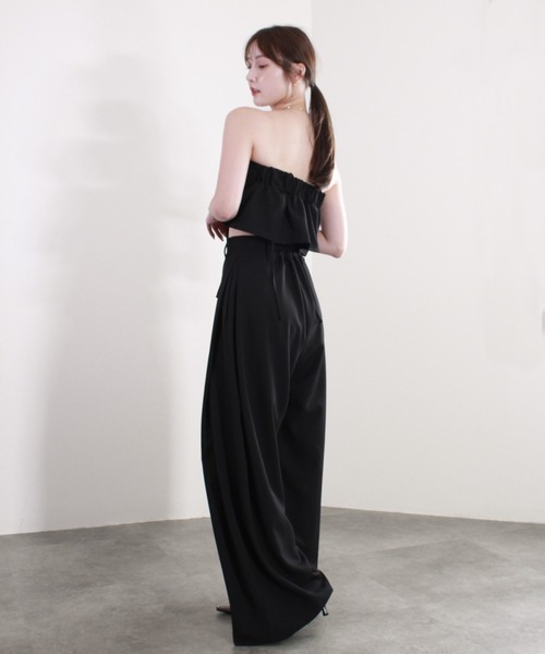 Reurie'（レウリィ）の「【2サイズ展開】タックワイドスラックス / ロング丈 きれいめ シンプル 大人カジュアル オフィスカジュアル 低身長 高身長 セットアップ グレー ブラック アイボリー ベージュ（スラックス・レディース・アイボリー/ブラック/グレー・SMALL/MEDIUM）」の22枚目の写真