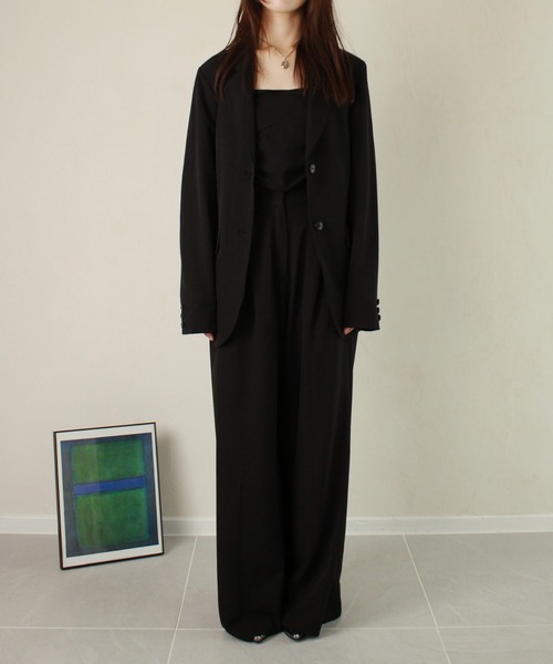 Reurie'（レウリィ）の「【2サイズ展開】タックワイドスラックス / ロング丈 きれいめ シンプル 大人カジュアル オフィスカジュアル 低身長 高身長 セットアップ グレー ブラック アイボリー ベージュ（スラックス・レディース・アイボリー/ブラック/グレー・SMALL/MEDIUM）」の20枚目の写真