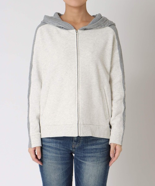 Three Four Time(スリーフォータイム)の「フードスウェットニットドッキングジッパー(パーカー・レディース・ホワイト/ネイビー/カーキ・FREE)」の8枚目の写真