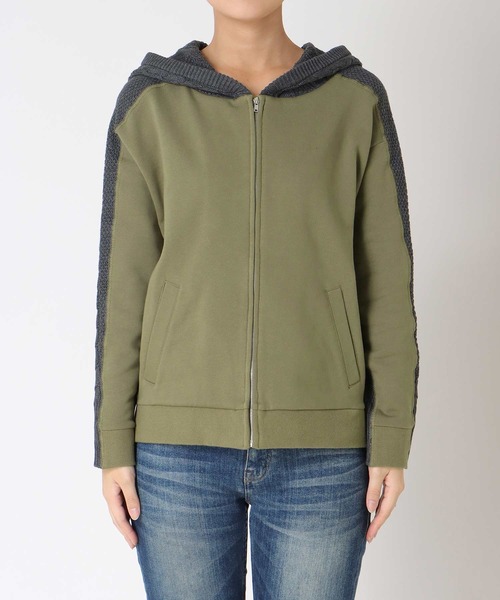 Three Four Time(スリーフォータイム)の「フードスウェットニットドッキングジッパー(パーカー・レディース・ホワイト/ネイビー/カーキ・FREE)」の10枚目の写真