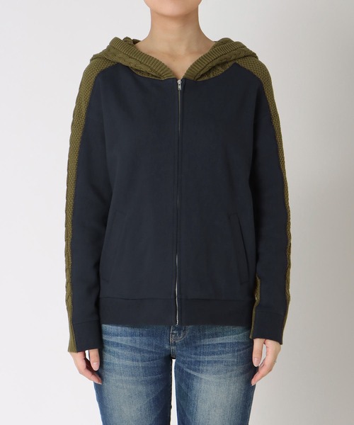 Three Four Time(スリーフォータイム)の「フードスウェットニットドッキングジッパー(パーカー・レディース・ホワイト/ネイビー/カーキ・FREE)」の12枚目の写真