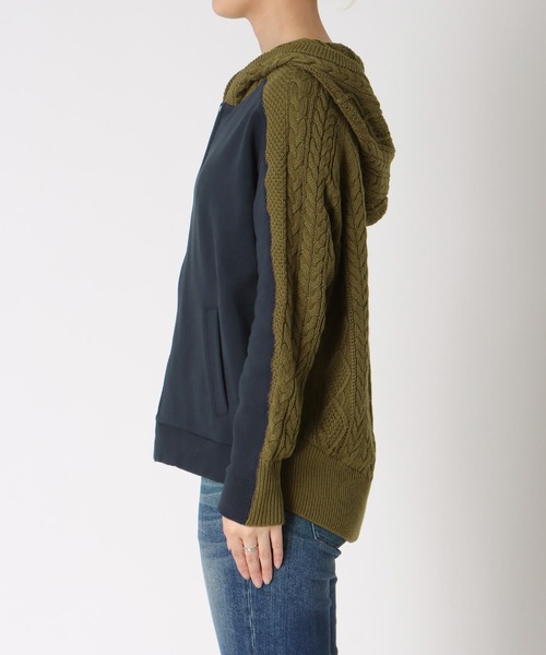 Three Four Time(スリーフォータイム)の「フードスウェットニットドッキングジッパー(パーカー・レディース・ホワイト/ネイビー/カーキ・FREE)」の13枚目の写真