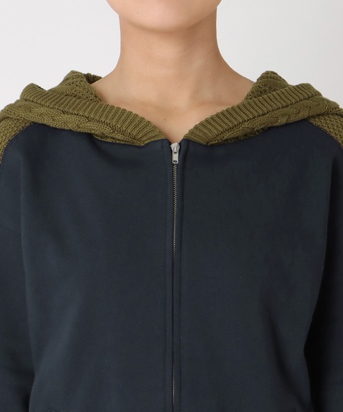 Three Four Time(スリーフォータイム)の「フードスウェットニットドッキングジッパー(パーカー・レディース・ホワイト/ネイビー/カーキ・FREE)」の16枚目の写真