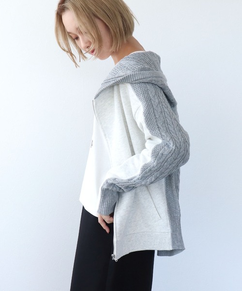 Three Four Time(スリーフォータイム)の「フードスウェットニットドッキングジッパー(パーカー・レディース・ホワイト/ネイビー/カーキ・FREE)」の22枚目の写真