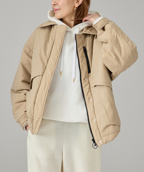 ヴェルメイユパーイエナギャザーブルゾン ジャケットドロストiena 茶系ベージュ VERMEIL par iena（ヴェルメイユパーイエナ） コート アウター 「追加