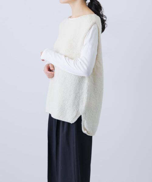 かぐれ　ペルーニットベスト　ホワイト系 楽天市場】ペルーワイドニットベスト／かぐれ（kagure） : 丸井