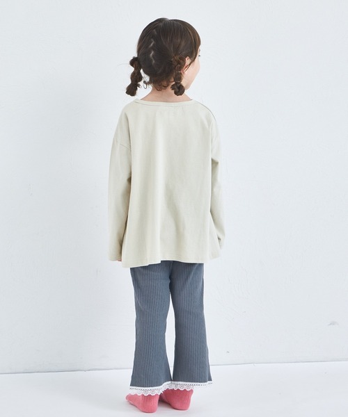 pairmanon(ペアマノン)の「【リブコットン100】裾レース フレア リブパンツ(その他パンツ・キッズ・グリーン/ダークブルー/オレンジ/スモークピンク/ブラック/チャコールグレー・130/150/120/140/110/100/90)」の9枚目の写真