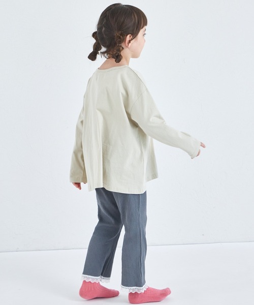 pairmanon(ペアマノン)の「【リブコットン100】裾レース フレア リブパンツ(その他パンツ・キッズ・グリーン/ダークブルー/オレンジ/スモークピンク/ブラック/チャコールグレー・130/150/120/140/110/100/90)」の10枚目の写真