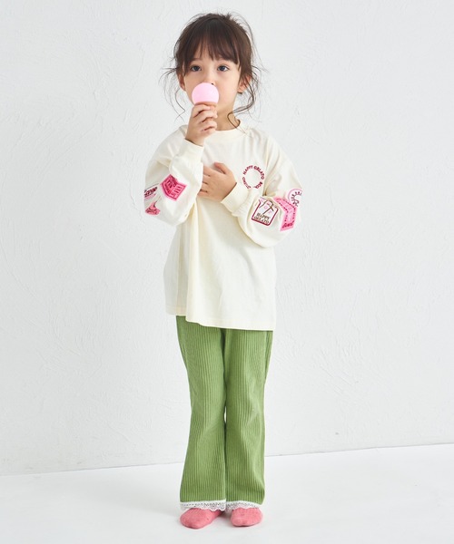 pairmanon(ペアマノン)の「【リブコットン100】裾レース フレア リブパンツ(その他パンツ・キッズ・グリーン/ダークブルー/オレンジ/スモークピンク/ブラック/チャコールグレー・130/150/120/140/110/100/90)」の15枚目の写真