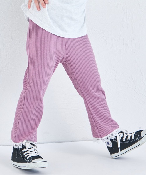 pairmanon(ペアマノン)の「【リブコットン100】裾レース フレア リブパンツ(その他パンツ・キッズ・グリーン/ダークブルー/オレンジ/スモークピンク/ブラック/チャコールグレー・130/150/120/140/110/100/90)」の19枚目の写真