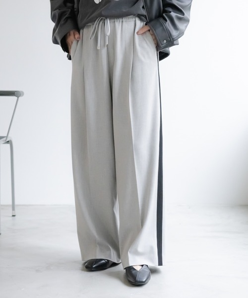 Elura(エルーラ)の「<WEB限定>スリムウォームラインワイドパンツ/591846(その他パンツ・レディース・チェック/ベージュ/ブラック/ライトグレー・FREE)」の3枚目の写真