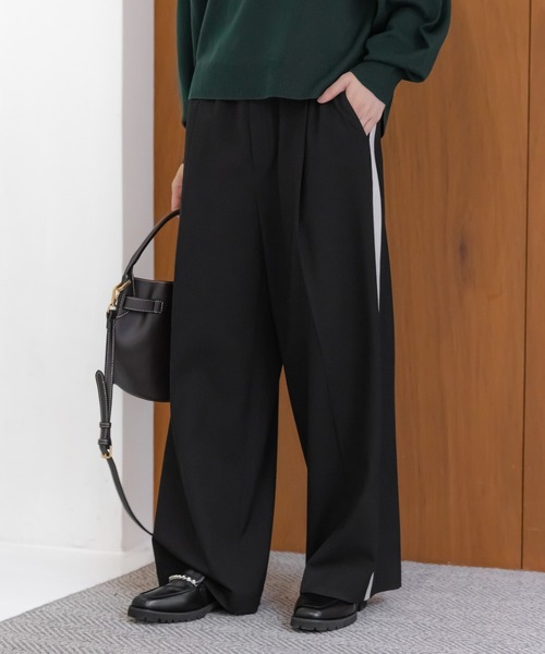 Elura(エルーラ)の「<WEB限定>スリムウォームラインワイドパンツ/591846(その他パンツ・レディース・チェック/ベージュ/ブラック/ライトグレー・FREE)」の1枚目の写真